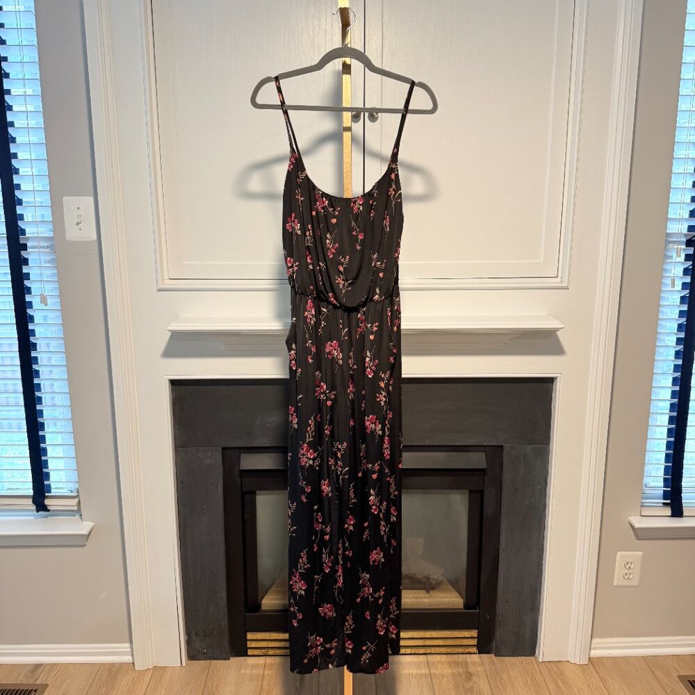🖤 Black Floral Wide Leg Jumpsuit | Kaileigh | Size M